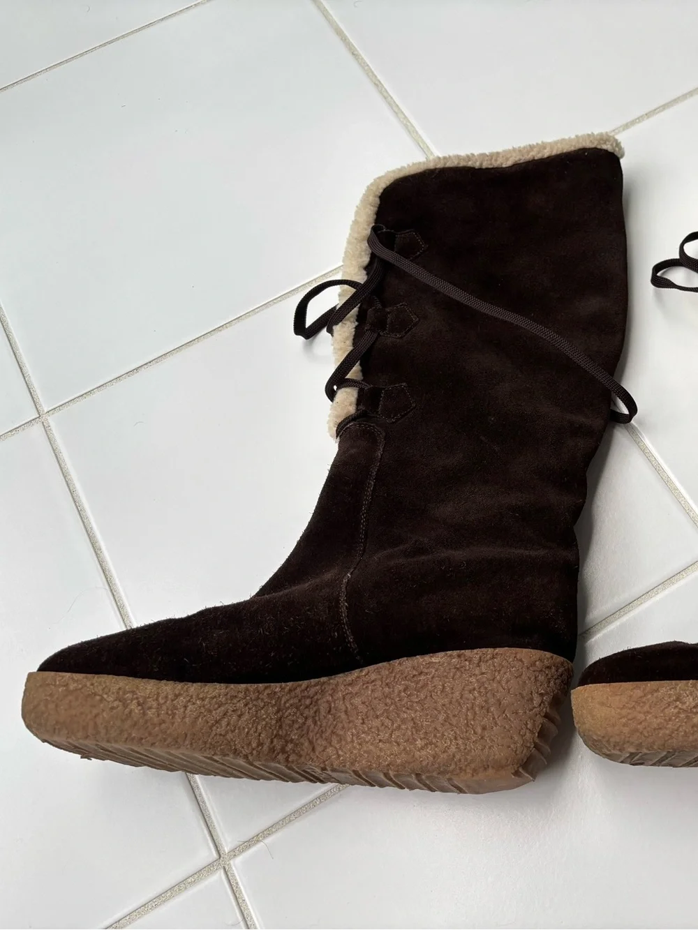 Michael Kors Dark Brown Suede Lace-Up Lined Boots Size 9-9.5
